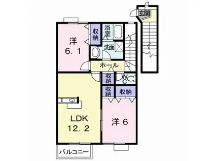 エスポワールハイムD(2LDK/2階)の間取り写真