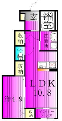 東武野田線 梅郷駅 徒歩18分 2階建 築3年(1LDK/1階)の間取り写真