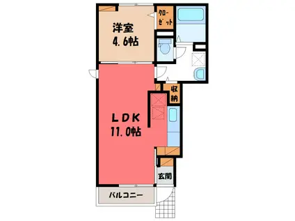 フルール・ド・リス I(1LDK/1階)の間取り写真