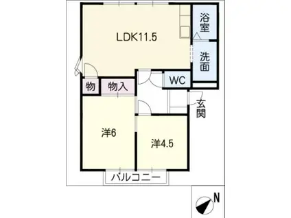 おーくたうん長久手 A棟(2LDK/1階)の間取り写真