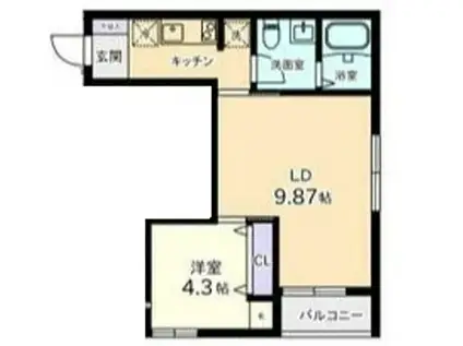 ヴィラージュ白金台(1LDK/2階)の間取り写真