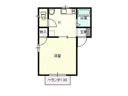 アパートメントハウス パオII(1K/1階)の間取り写真