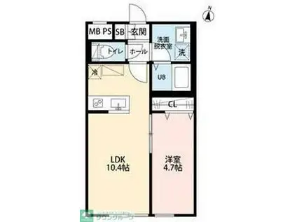 リーブルファイン八潮大曽根(1LDK/3階)の間取り写真