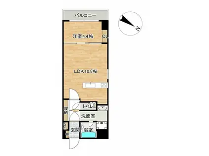 松浦鉄道西九州線 佐世保中央駅 徒歩7分 8階建 築8年(1LDK/3階)の間取り写真
