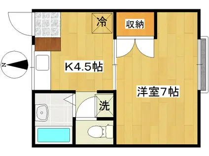 イーストパーツリッチ(1K/2階)の間取り写真