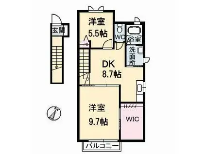 サンマリンA(2DK/2階)の間取り写真