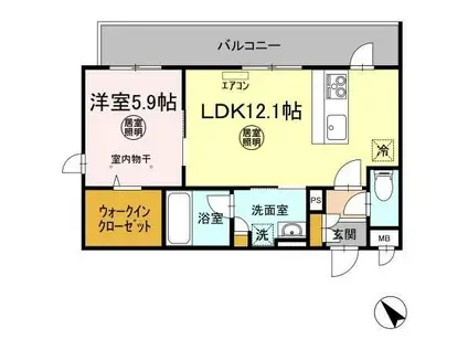 インフィニット カンワ(1LDK/4階)の間取り写真