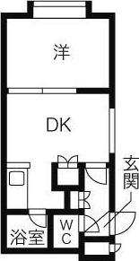 ウィスタリア元町(1DK/1階)の間取り写真