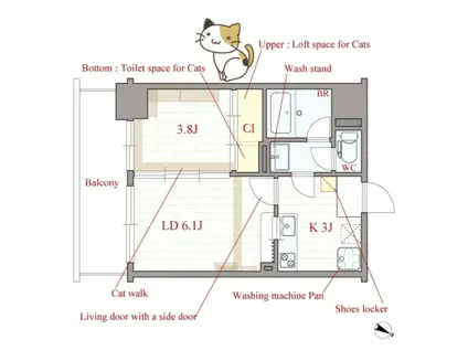 FELIS塚本(1LDK/4階)の間取り写真
