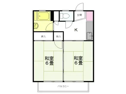 サニーハイツ・マキ(2K/2階)の間取り写真