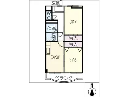 GRANDEG21K(2DK/4階)の間取り写真