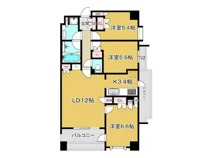 プランヴェール南浦和(3LDK/9階)の間取り写真