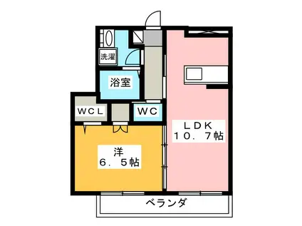 カーサ ソレアード(1LDK/3階)の間取り写真