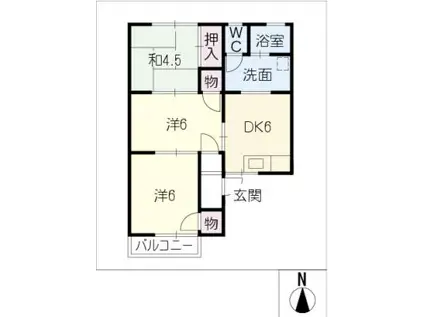 グランディールE(3DK/1階)の間取り写真