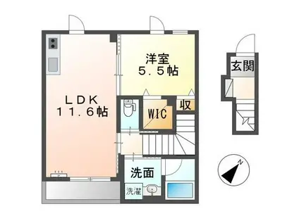 JR常磐線 荒川沖駅 徒歩71分 2階建 築4年(1LDK/2階)の間取り写真