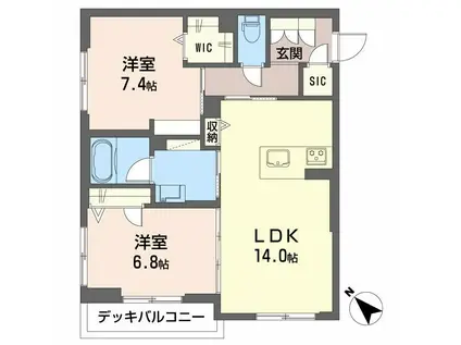 FLEURIA(2LDK/2階)の間取り写真