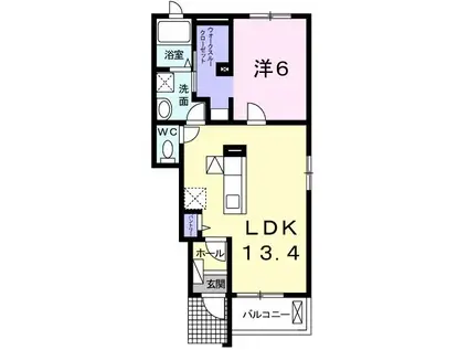 エンブレイス 今川C(1LDK/1階)の間取り写真