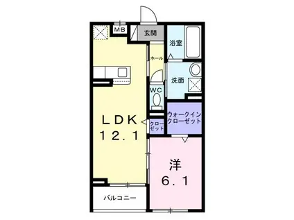 クラリエート(1LDK/2階)の間取り写真