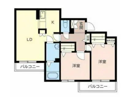 ベレオ東加古川(2LDK/3階)の間取り写真