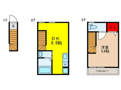 ホワイトレジデンス(1DK/2階)の間取り写真
