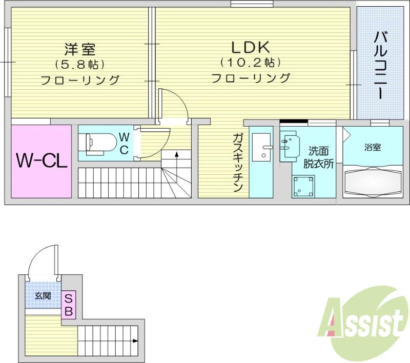 ジュエリースターA(1LDK/2階)の間取り写真