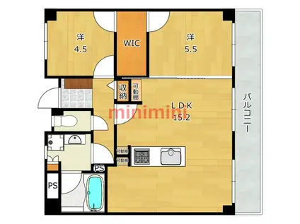 稲葉奏風館(2LDK/2階)の間取り写真