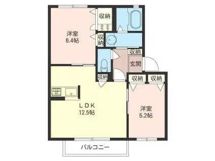 プレミールD(2LDK/2階)の間取り写真