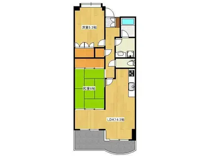 UCレジデンス小沢町(2LDK/7階)の間取り写真