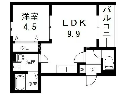 BADGE TOMOI NORD I(1LDK/2階)の間取り写真