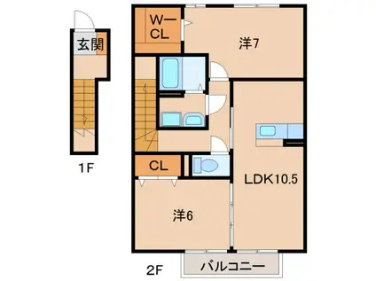 セジュール岡崎(2LDK/2階)の間取り写真