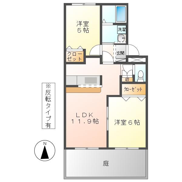 グレイスヴィラ(2LDK/1階)の間取り写真