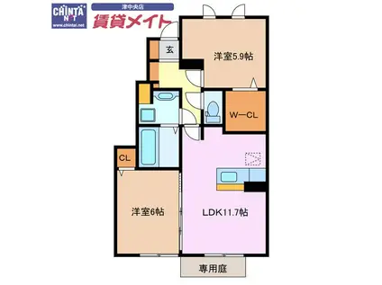 ファミール桜田(2LDK/1階)の間取り写真