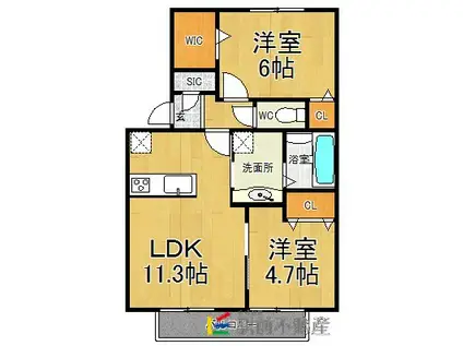 アイリス(2LDK/2階)の間取り写真