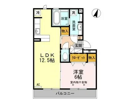 ロイヤルティアラV(1LDK/3階)の間取り写真