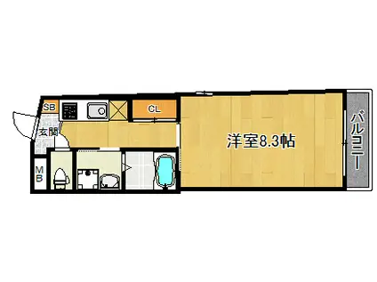 パークウォーク御所北(1K/4階)の間取り写真