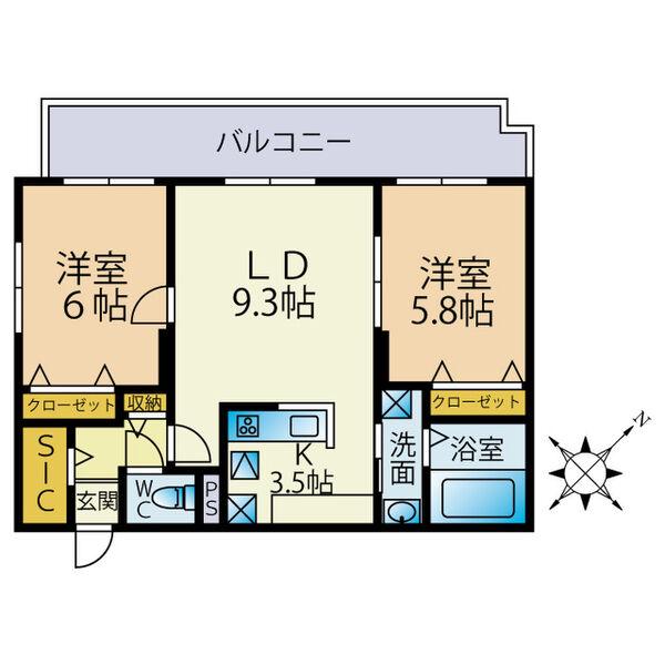 アトラス手稲(2LDK/4階)の間取り写真
