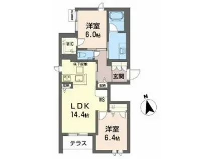 SHAMAISON WISTERIA(2LDK/3階)の間取り写真