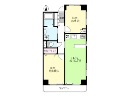 サンハイツ田中(2LDK/4階)の間取り写真