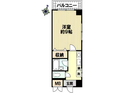 グランドハイツ上筒井(1K/4階)の間取り写真