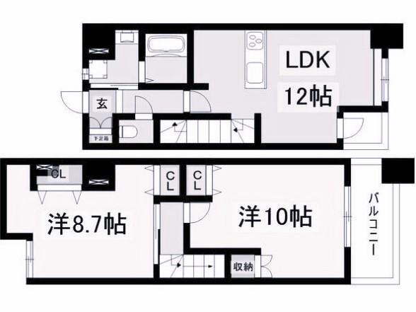 CASA PINO(2LDK/4階)の間取り写真