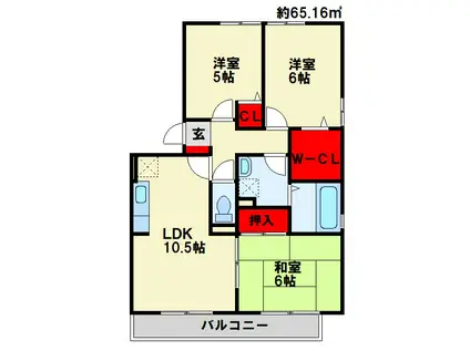 コンフォールII番館(3LDK/1階)の間取り写真