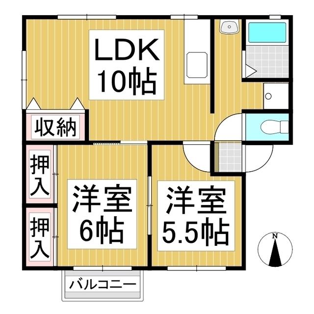 コーポあずま(2LDK/2階)の間取り写真
