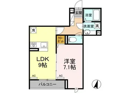 エクセリア上鷺宮II(1LDK/3階)の間取り写真