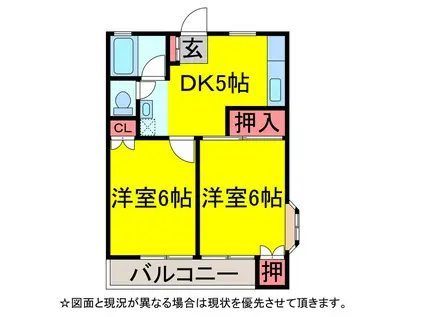 Tフィオーレ5(2DK/1階)の間取り写真