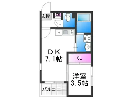 HAQ TERRACE(1DK/1階)の間取り写真