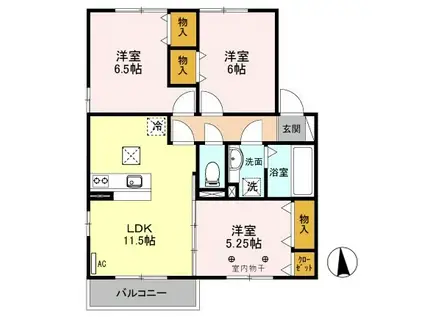 D‐ROOM リビングタウン犬塚A102(3LDK/1階)の間取り写真