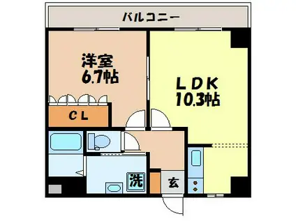 ピアレスM(1LDK/2階)の間取り写真