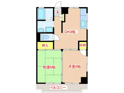 メゾンドール春日(2DK/4階)の間取り写真