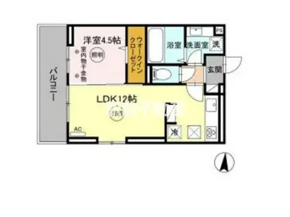 D-ROOM津福今町(1LDK/3階)の間取り写真