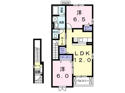 サンフラワーA(2LDK/2階)の間取り写真